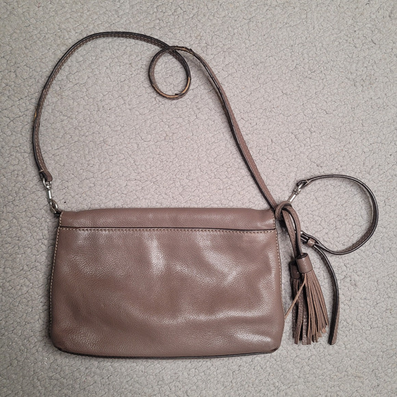 Tory Burch Bag Womens Brown Leather Mcgraw Foldover Tassel Crossbody Handbag - Picture 3 of 9